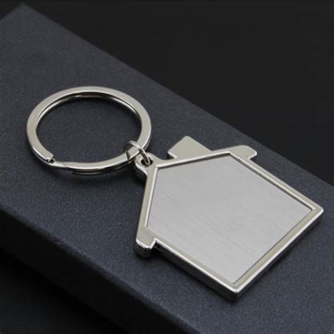 house shaped metal keychain|personalized house shaped keyrings.